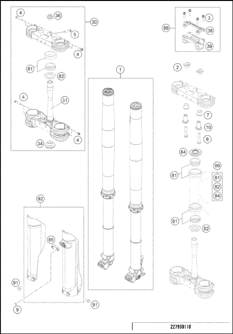 FRONT FORK, TRIPLE CLAMP
