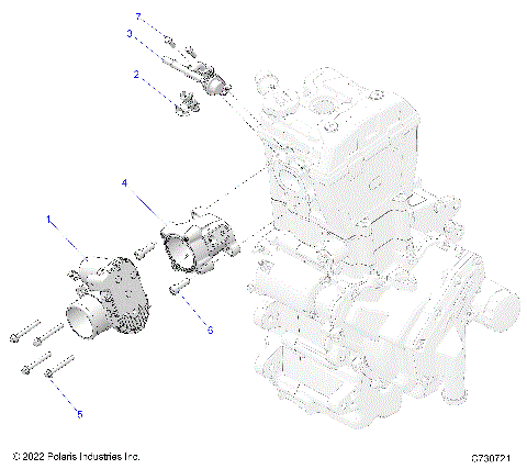 ENGINE, THROTTLE BODY and FUEL RAIL - R25CCA57A1 (C730721)