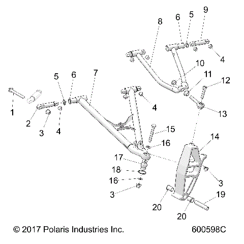 SUSPENSION, CONTROL ARMS and SPINDLE - S18FJB8/FJE8/FJP8 ALL OPTIONS (600598C)