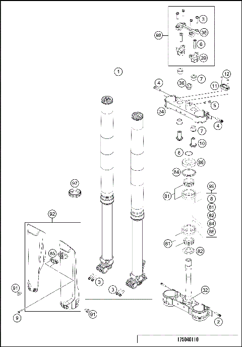 FRONT FORK, TRIPLE CLAMP