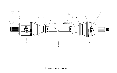 DRIVE TRAIN, FRONT HALF SHAFT - A14BH33AJ (49ATVSHAFTDRIVE08VISTA)