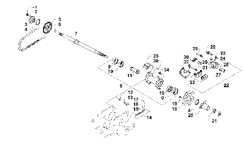 REAR AXLE AND BRAKE ASSEMBLY [96364]