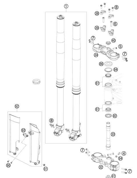 FRONT FORK, TRIPLE CLAMP           
