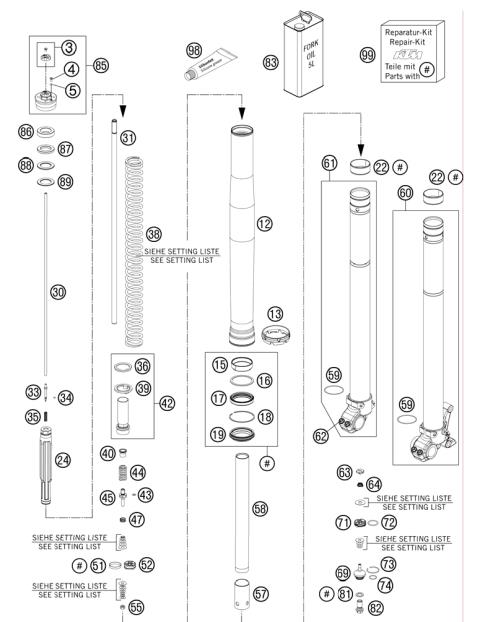 FRONT FORK DISASSEMBLED            