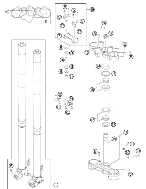 FRONT FORK, TRIPLE CLAMP           