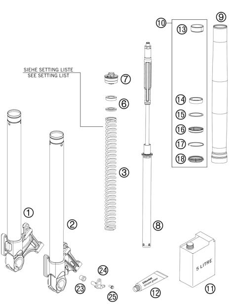 FRONT FORK DISASSEMBLED            