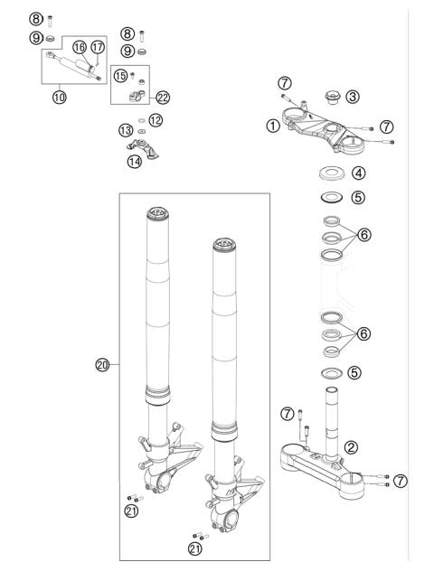 FRONT FORK, TRIPLE CLAMP           