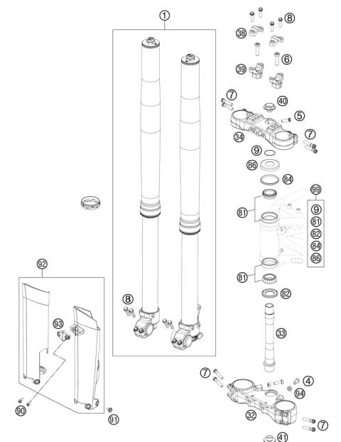 FRONT FORK, TRIPLE CLAMP           