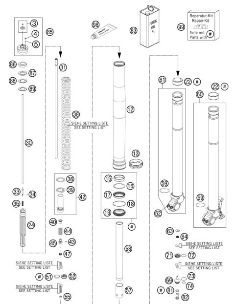 FRONT FORK DISASSEMBLED            