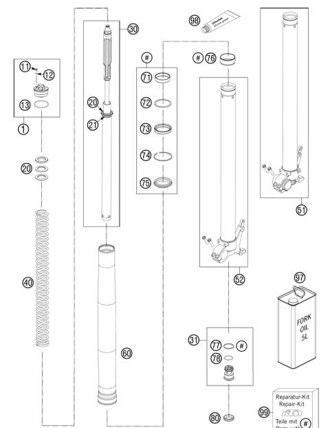 FRONT FORK DISASSEMBLED            