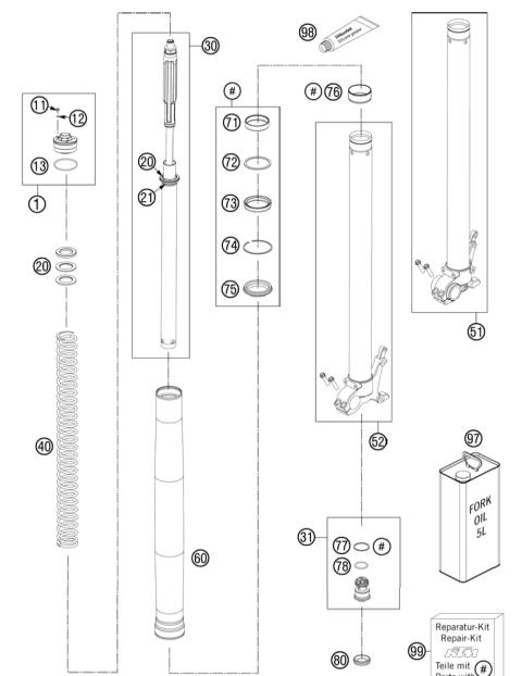 FRONT FORK DISASSEMBLED            