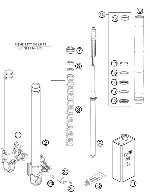 FRONT FORK DISSASSEMBLED           