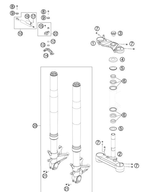 FRONT FORK, TRIPLE CLAMP           