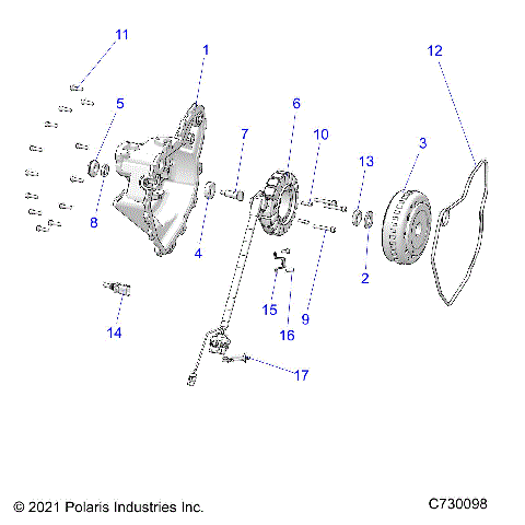 ENGINE, STATOR COVER and FLYWHEEL - R22MAA57F1/SF1/F9/C1/E1/C9/E9/CK/EK (C730098)