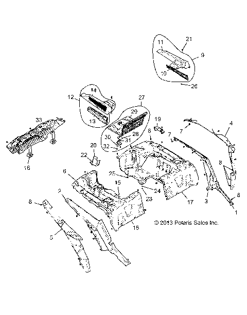 BODY, REAR RACK AND FENDERS - Z14ST1EAM/EAW/EAK/EAN/EFW (49RGRRACKMTG14RZR1000)