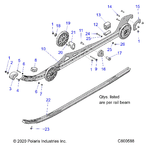 SUSPENSION, RAIL BEAM ASM, LH/RH - S23FJE8PS/8PE (C601588)