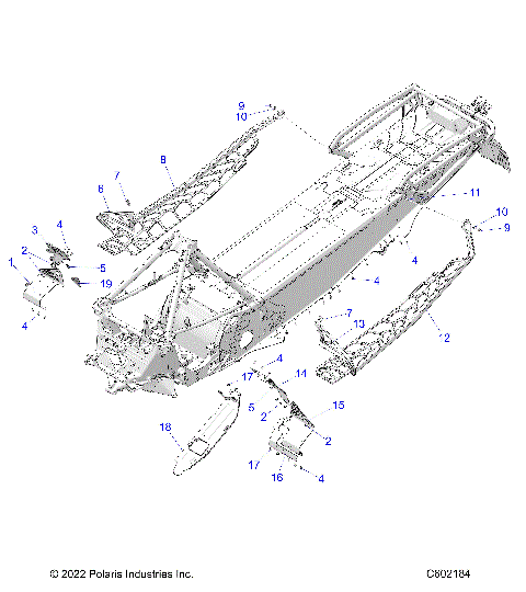 CHASSIS, CLUTCH GUARD, FOOTRESTS, and RUNNINGBOARDS - S24TLT9FEL (C602184)