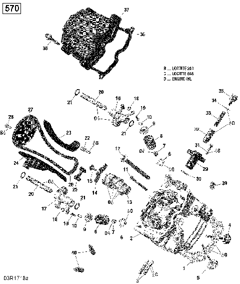 01- Cylinder Head, Front - 570 EFI