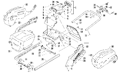 REAR BUMPER, RACK RAIL, SNOWFLAP, AND TAILLIGHT ASSEMBLY [91893]