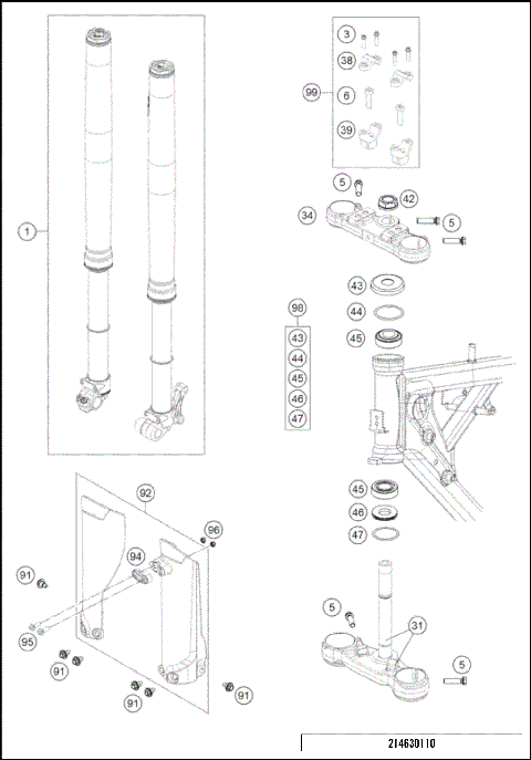 FRONT FORK, TRIPLE CLAMP