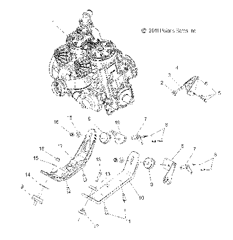 ENGINE, MOUNTING & SHORT BLOCK - S15PU6NSL/NEL (49SNOWENGINEMOUNT12WIDE)