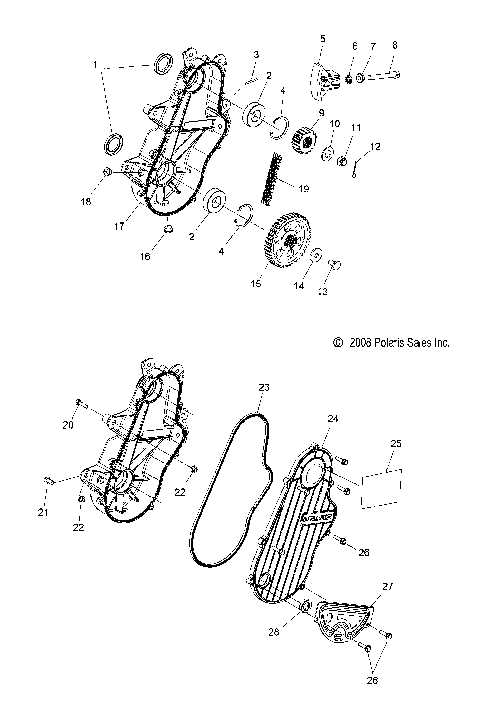 DRIVE TRAIN, CHAINCASE - S12PT6HSL/HEL (49SNOWCHAINCASE09SHIFT)