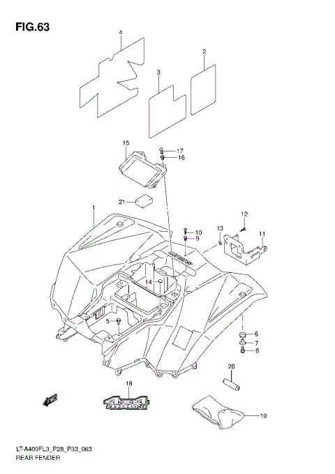 REAR FENDER (LT-A400FL3 P33)