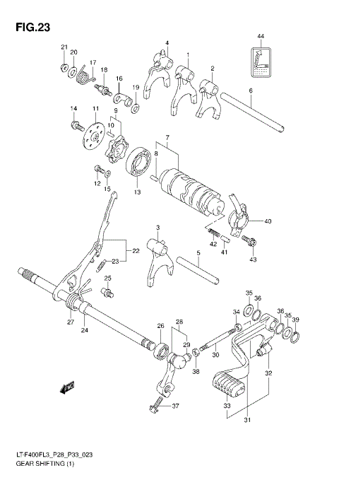 GEAR SHIFTING (1) (LT-F400FL3 P28)