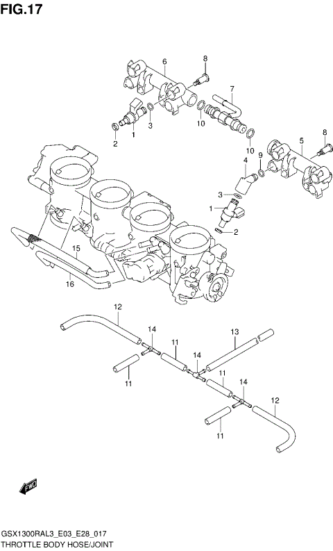 THROTTLE BODY HOSE/JOINT (GSX1300RAL3 E28)