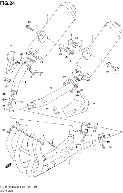 MUFFLER (GSX1300RAL3 E33)