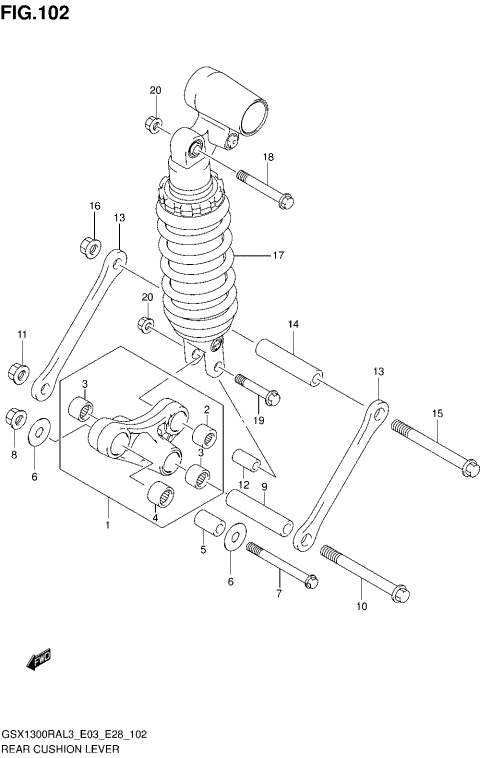 REAR CUSHION LEVER (GSX1300RAL3 E28)