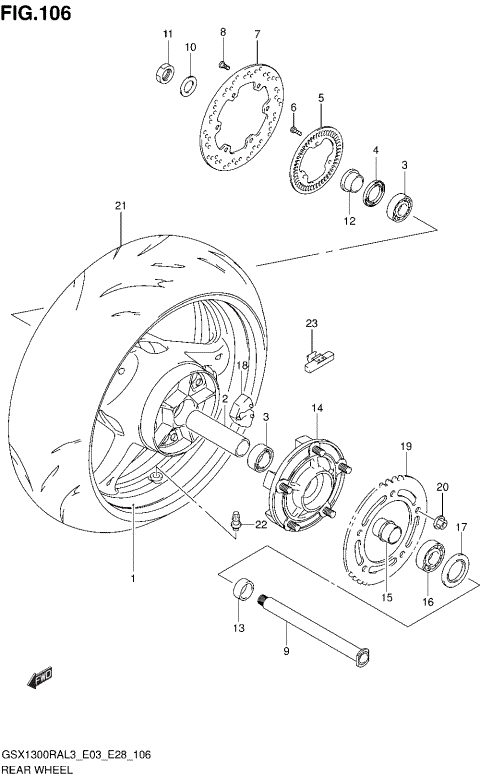 REAR WHEEL (GSX1300RAL3 E33)