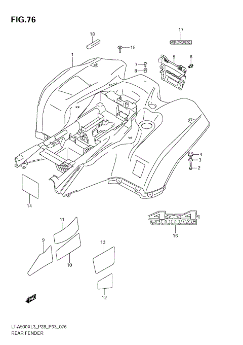 REAR FENDER (LT-A500XZL3 E33)