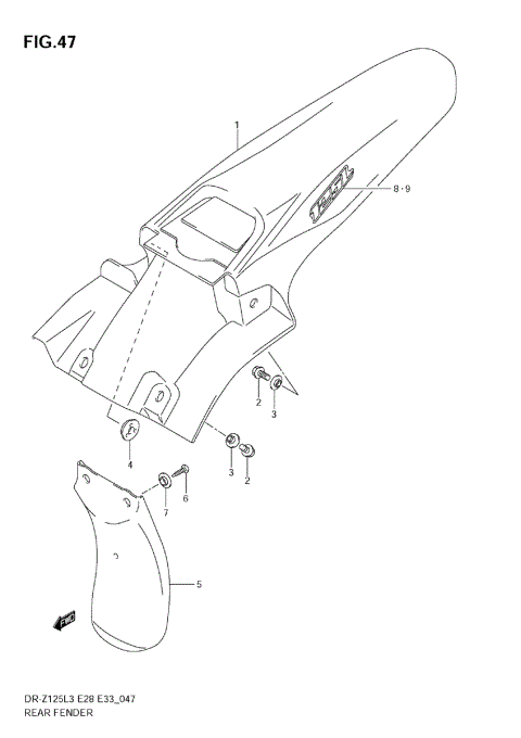REAR FENDER (DR-Z125LL3 E28)