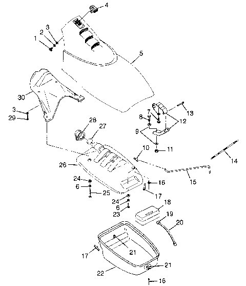 FRONT STORAGE COMPARTMENT SL 700 B974071, Intl. SL 700 I974071 and SL 700 D (4940874087A009)