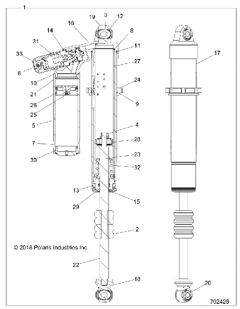 SUSPENSION, FRONT SHOCK INTERNALS - Z18VEL92BK/BR/LK (702428)