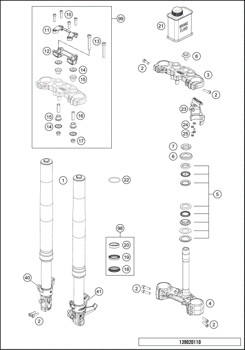 FRONT FORK, TRIPLE CLAMP