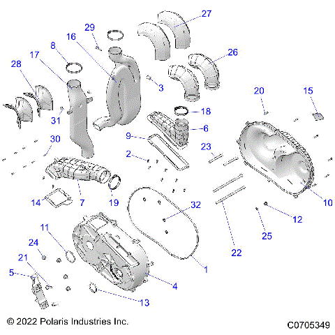 DRIVE TRAIN, CLUTCH COVER AND DUCTING - R25RSB99AZ/BZ/AL (C0705349)