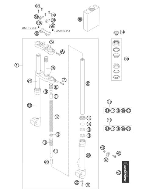 FRONT FORK DISASSEMBLED