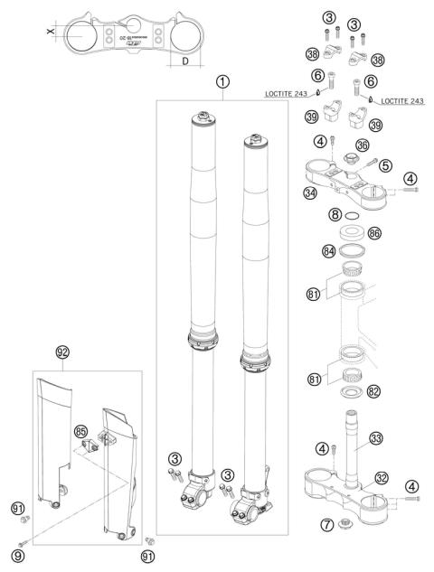 FORNT FORK, TRIPLE CLAMP
