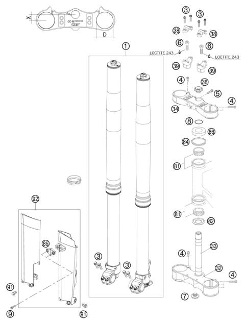 FRONT FORK, TRIPLE CLAMP