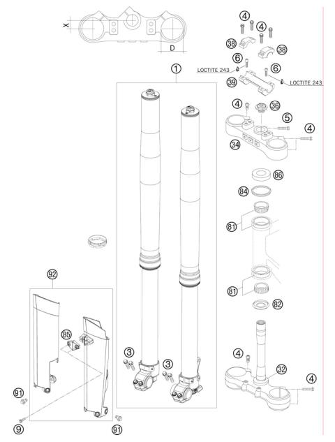 FRONT FORK, TRIPLE CLAMP