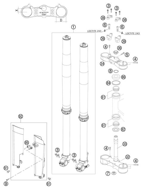 FRONT FORK, TRIPLE CLAMP