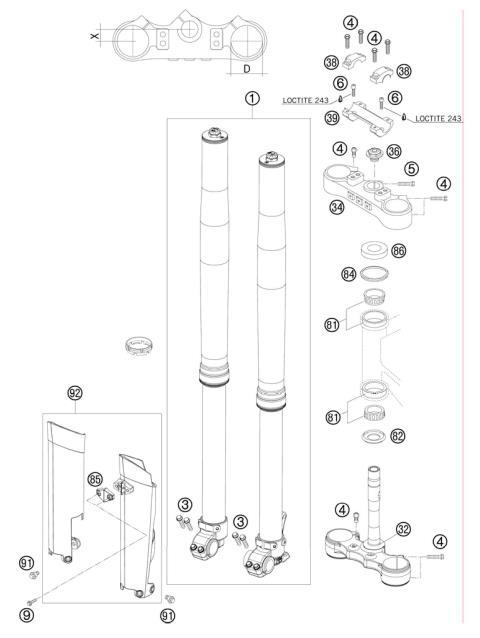 FRONT FORK, TRIPLE CLAMP