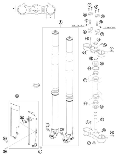 FRONT FORK, TRIPLE CLAMP