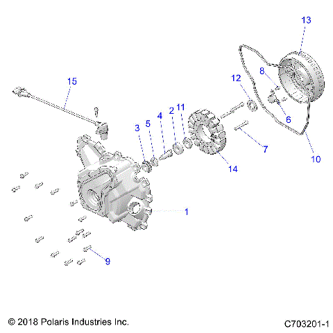 ENGINE, STATOR COVER AND FLYWHEEL - Z21CHA57A2/K2/E57AK (C703201-1)