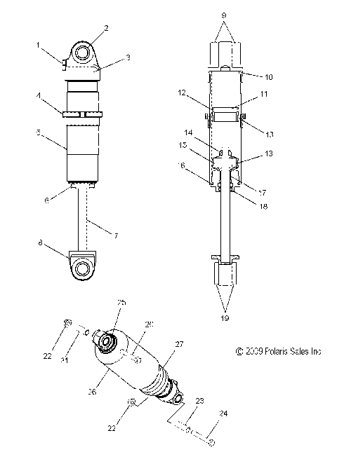 SUSPENSION, SHOCK, FRONT TRACK (7043549) - S10PP7FSL/FEL (49SNOWSHOCKFRONT7043549)