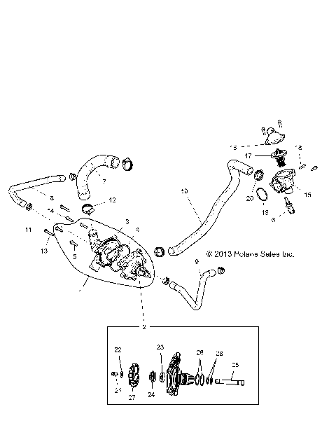 ENGINE, WATERPUMP AND BYPASS - Z16VDE99FM/NM (49RGRWATERPUMP14RZR1000)