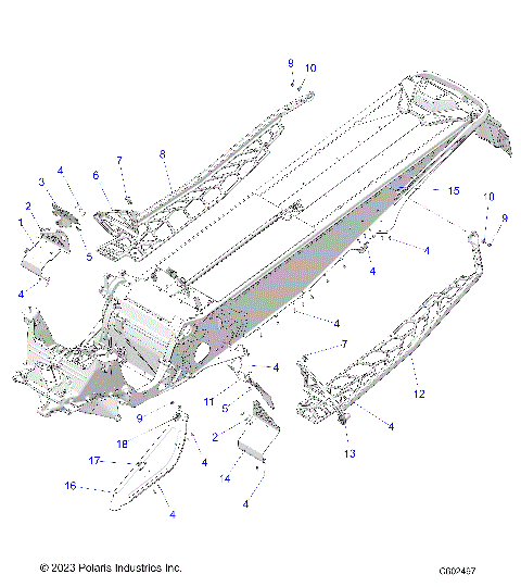 CHASSIS, CLUTCH GUARD, FOOTRESTS, and RUNNINGBOARDS - S24TLS6RSL/6REL (C601609)