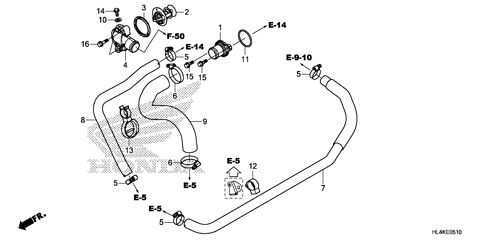 WATER HOSE@THERMOSTAT